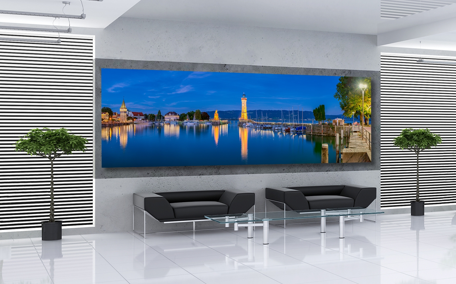 Panoramafotografie Lindau Hafen – Panorama-Wandbild