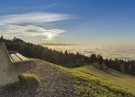 Eichenberg, Blick zum Bodensee im Wolkenmeer